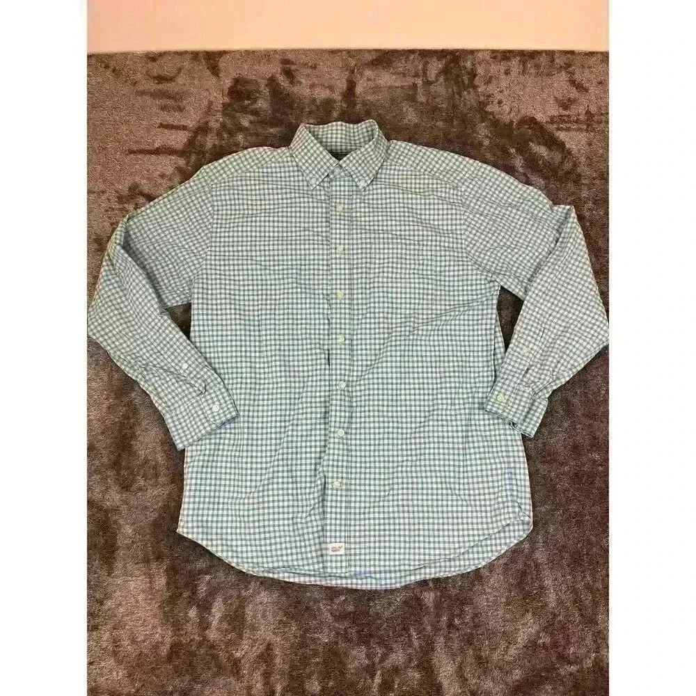 Vineyard Vines Performance Classic Fit Murray Button Up Shirt Men's L Blue Plaid